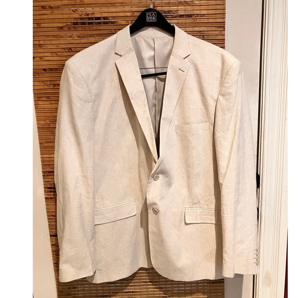 Lorenzo Bruno Mens 52L Linen Cotton Blazer Beige Italian Design C5000A Jacket